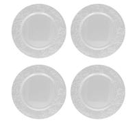 Acan Tradineur Lot de 4 sous-assiettes rondes réutilisables en forme de gui en plastique Argenté Diamètre 33 cm