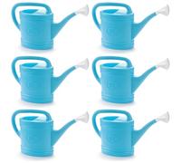 Acan Tradineur Lot de 6 arrosoirs en plastique, capacité 6 litres, ustensiles de jardinage, arrosage, maison, balcon, terrasse, patio, bleu