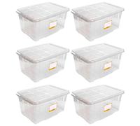 Acan Tradineur Lot de 6 boîtes de rangement en plastique pour jouets, livres, vêtements, couvertures, 45 x 61,5 x 29,7 cm, 60 litres