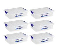 Acan Tradineur Lot de 6 boîtes de rangement en plastique pour jouets, livres, vêtements, couvertures, n° 30, 9 x 37 x 26 cm, 5 l