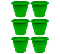 Acan Tradineur Lot de 6 pots de fleurs ronds en plastique pour plantes et fleurs méditerranéennes avec trous inférieurs, récipient extérieur et intérieur de la maison Vert 50 cm