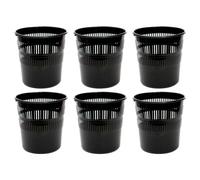 Acan Tradineur - Lot de 6 poubelles en plastique avec grille - Poubelle légère et résistante - Fabriquée en Espagne - Ø 27,5 x 28 cm - Noir