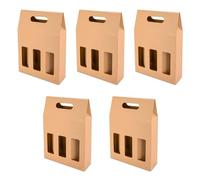 ACAN Tradineur - Pack de 5 boîtes en carton avec fenêtres, adaptées pour 3 bouteilles de vin, incluant poignée, pour ranger, offrir, emballer du champagne, Noël, dimensions 41 x 27 x 9 cm