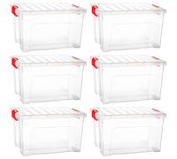 Acan Tradineur - Pack de 6 Boîtes de Rangement KLIP K2 - Fabriqué en plastique - Conteneur pour ranger Jouets, Livres, Vêtements, Couvertures - 34,5 x 43,5 x 25 cm - 25 litres