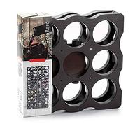 Acan Tradineur - Porte-bouteilles modulaire pour 9 bouteilles 34,5 x 35,5 x 17 cm, marron foncé, support empilable en plastique pour bouteilles de vin, champagne, étagère, organisateur de boissons