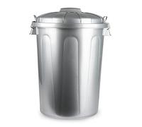 Acan Tradineur - Poubelle avec poignées métalliques et couvercle, plastique résistant, poubelle de recyclage, industriel, maison, fabriqué en Espagne (argent, 70 litres)