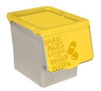 Acan Tradineur Poubelle empilable en polypropylène avec ouverture facile, recyclage, plastique, 27 litres, 31,5 x 29,5 x 39,5 cm