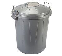 Acan Tradineur Poubelle en plastique 21 l avec poignées et couvercle, robuste, conteneur à déchets, poubelle, recyclage, industriel, maison, fabriqué en Espagne Gris - 42,2 x 33,8 cm