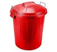 Acan Tradineur - Poubelle en plastique, 31 litres, avec couvercle et poignées métalliques, poubelle de recyclage, industriel, maison, fabriqué en Espagne, 48,2 x 37,5 cm (rouge)