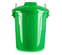Acan Tradineur Poubelle en plastique avec couvercle et poignées métalliques, capacité de 21 litres, 42,2 x 33,8 x 33,8 cm, vert