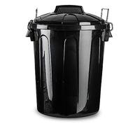 Acan Tradineur Poubelle en plastique avec couvercle et poignées métalliques, fabriquée en Espagne, capacité de 31 litres, 48,2 x 37,5 x 37,5 cm, noir