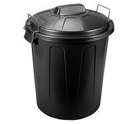 Acan Tradineur Poubelle industrielle avec couvercle et poignées métalliques, poubelle de recyclage en plastique, fabriquée en Espagne, noir, 51 litres