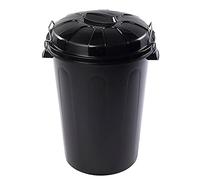 Acan Tradineur Poubelle industrielle avec couvercle et poignées métalliques, poubelle de recyclage en plastique, fabriquée en Espagne, noir, 100 litres, 57 x 74,5 x 52 cm