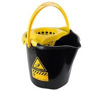 Acan Tradineur - Seau à récurer rond avec égouttoir, polypropylène, avec poignée, léger, nettoyage domestique, fabriqué en Espagne, noir et jaune, 13,5 litres
