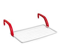 Acan Tradineur - Séchoir en résine pliable et extensible pour balcon - 10 mètres de vêtements - Fabriqué en Espagne - Support pour vêtements (Blanc et Rouge, 100 x 54,5 x 27 cm)