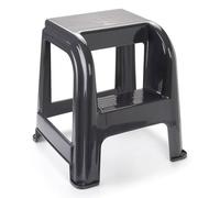Acan Tradineur Tabouret avec marches en plastique, tabouret, chaise, échelle en deux étapes, léger, maison, 45,5 x 44,2 x 42 cm, gris foncé