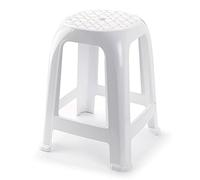 Acan Tradineur Tabouret en plastique blanc, assise 26 x 26 cm, repose-pieds, multi-usages cuisine, salon, salle de bain, maison, 46,2 x 36,5 x 37 cm