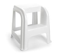 Acan Tradineur Tabouret en plastique blanc avec marches 45,5 x 44,2 x 42 cm, tabouret, chaise, échelle à deux étapes légère, maison