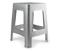 Acan Tradineur - Tabouret en plastique - Fabriqué en Espagne - Design rotin maison ou travail - 36 x 36 x 45 cm - Couleur argent (1 unité)
