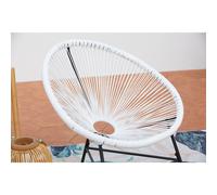 CONCEPT USINE - Salon de Jardin - Ensemble Bistrot 3 pièces Rotin Naturel : 2 Fauteuils Oeuf + Table Ronde Design Acapulco Blanc | Cordes Polyéthylène Résistant | Intérieur Extérieur | Résiste à l'eau