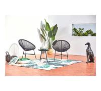 CONCEPT USINE - Salon de Jardin - Ensemble Bistrot 3 pièces Rotin Naturel : 2 Fauteuils Oeuf + Table Ronde Design Acapulco Gris | Cordes Polyéthylène Résistant | Intérieur Extérieur | Résiste à l'eau