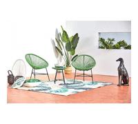 Acapulco : Ensemble 2 Fauteuils Oeuf + Table Basse Vert Vert