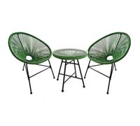Acapulco : Ensemble 2 Fauteuils Oeuf + Table Basse Vert Vert