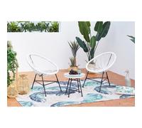 Acapulco salon de jardin 2 fauteuils ronds et table basse blanc