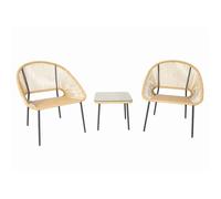 Concept Usine – Salon de jardin 2 pl. Acapulco 2 Naturel – 2 fauteuils + table basse, années 50