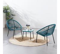 Acapulco set de 2 fauteuils + table basse bleu