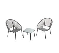 Acapulco - Set de 2 fauteuils + table basse gris foncé