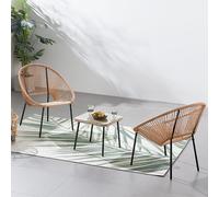 CONCEPT USINE | Salon de Jardin Design Rétro | Ensemble Bistrot 3 pièces : 2 Fauteuils Oeuf + Table Basse Acapulco Beige | Cordes Polyéthylène Résistant | Int/Ext | Résiste à l'eau