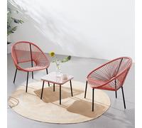 Acapulco set de 2 fauteuils + table basse terracota