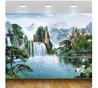 ACASI Papier peint mural 3D cascade paysage peinture salon chambre TV papier peint décoration de la maison, 3D, 350 x 245 cm