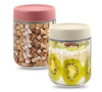 Acasimo Meal Prep Gläser mit Deckel 4er Set, 480ml Overnight Oats Gläser, 16 oz Glas einmachgläser, joghurtgläser für Gewürze, Cerealien, Nüsse und Snacks-PP