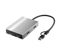 Acasis Adaptateur DisplayLink USB C vers Double HDMI, 2 HDMI, 100 W PD Charging, Station d'accueil DisplayLink pour Mac M1/M2/M3/Windows, Adaptateur USB A/C vers Double Moniteur (Gris)