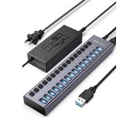 ACASIS Hub USB Alimenté 10 Ports, Hub USB 3.1 10Gbps avec Interrupteurs Individuels, Adaptateur d'alimentation 24W, Boîtier Aluminium, Multi Hub USB pour MacBook Air/Pro, Tablette (HS082)