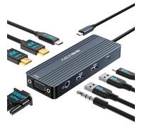 ACASIS USB C Docking Station Dual Monitors,Laptop Docking Station avec Dual HDMI 4K@60HZ,1*VGA 1080P@60HZ,2 * 5G USB A,1 * 5G USB C,3.5MM Audio,PD100W;8 in 1 Hub pour Dell/HP (DS0801-GY)