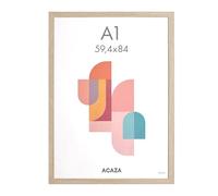 ACAZA Cadre Photo 59 x 84 cm Format A1, Chêne Clair, En Bois MDF et Verre Acrylic, Pour Photos, Posters et Puzzles, Décoration Murale, Portrait et Paysage
