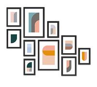 ACAZA Cadre Photo Pele Mele - 10 Cadres Murals Differentes Tailles pour Multi Photos, (20x30, 13x18, 10x15), En Bois MDF et Verre