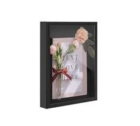ACAZA Cadre Profond 30x40cm - avec Vitre pour Objet - 3D Frame pour Fleures Séchées, Souvenirs et Bouquet - Bois Noir et Verre Plexi - Cadre Vitrine à Remplir avec Profondeur 3,7 cm