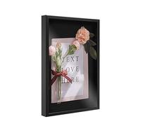 ACAZA Cadre Profond Grand XL 40x60 - avec Vitre pour Objet - 3D Frame pour Fleures Séchées, Souvenirs et Bouquet - Bois Noir et Verre Plexi - Cadre Vitrine à Remplir avec Profondeur 6 cm