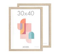 ACAZA Lot de 2 Cadres Photos 30 x 40 cm Chêne Clair, En Bois MDF et Verre Acrylic, Pour Photos, Posters et Puzzles, Décoration Murale, Portrait et Paysage