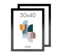 ACAZA Lot de 2 Cadres Photos 30 x 40 cm, En Bois MDF et Verre Acrylic, Pour Photos, Posters et Puzzles, Décoration Murale, Portrait et Paysage, Noir