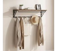 ACAZA Porte Manteau Mural avec Etagere et 7 Crochets - Patère Murale d'Entree - 90 x 30cm - Marron