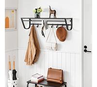 ACAZA Porte Manteau Mural avec Etagere et 8 Crochets - Patère Murale d'Entree - 90 x 30cm - Noir