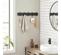 ACAZA Porte-manteaux avec 5 Crochets Doubles, Patère pour Mur de 55 cm de Long, 1,5 cm de Large, 6,5 cm de Haut, Noir