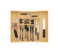 ACAZA Range-couverts ajustable en bois de bambou, tiroir à couverts avec 7 à 9 compartiments, séparateur de tiroir, rangement de couverts, cassette à couverts