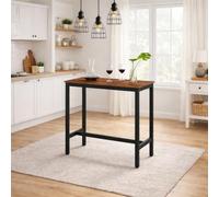 ACAZA Table Haute Cuisine 120l x 60P x 105H cm - Cadre en Metal - Bois - 105cm Haute - Bar Mange Debout Rectangulaire - Brun