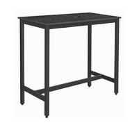 ACAZA Table Haute Cuisine 120l x 60P x 105H cm - Cadre en Metal - Bois - 105cm Haute - Bar Mange Debout Rectangulaire - Noir